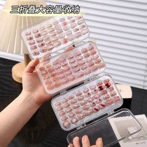 Nail Art Tri-Fold Transparent Storage Box